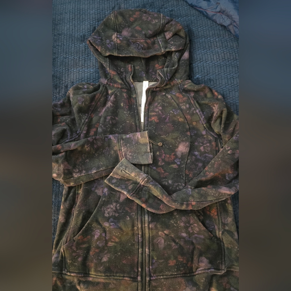 lululemon athletica Black Floral Tie-Dye Zip Hoodie